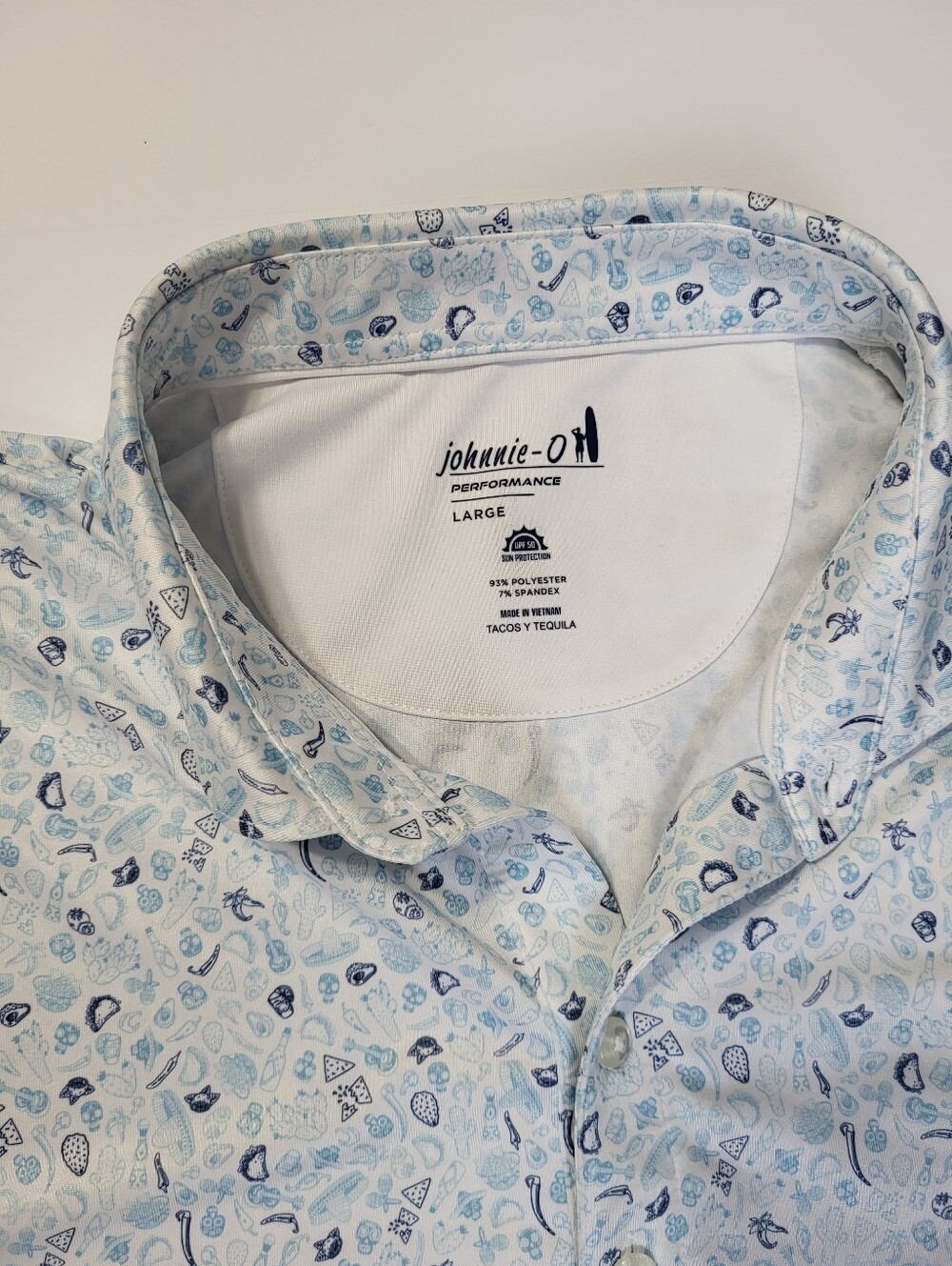 Johnnie O Tacos & Tequila Performance Jersey Polo Short Sleeve Golf Size Large - Picture 9 of 10